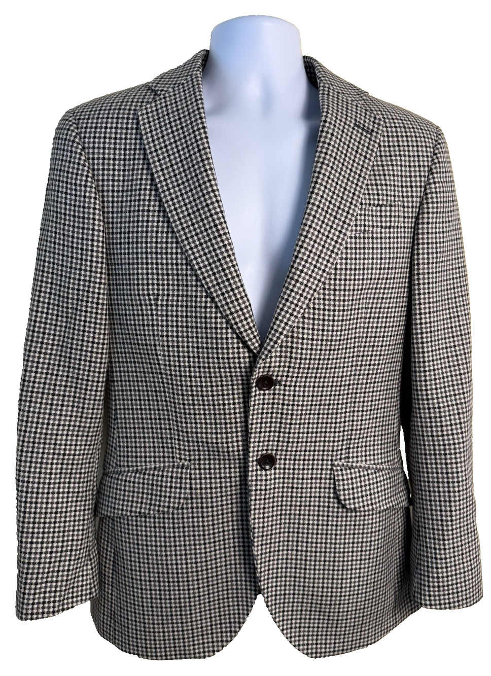 Charles Tyrwhitt Abraham Moon Tweed Houndstooth Blazer 38R Gray Black Preppy